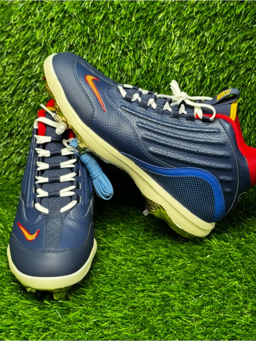 Mens Nike Air Griffey 2 Hank Aaron PE Navy Gold Baseball Cleats - IB5332-400